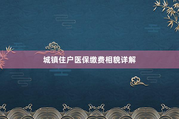 城镇住户医保缴费相貌详解